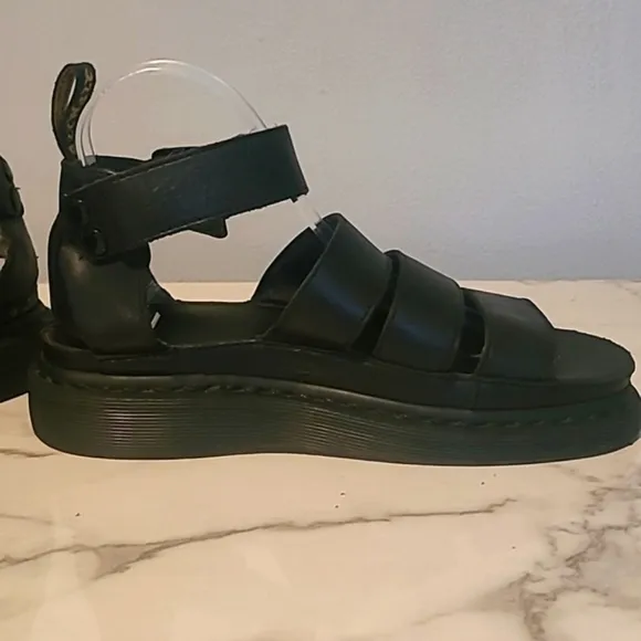 Dr. Martens Clarissa Ii Black leather Strappy Platform Sandals Wmn's gothcore