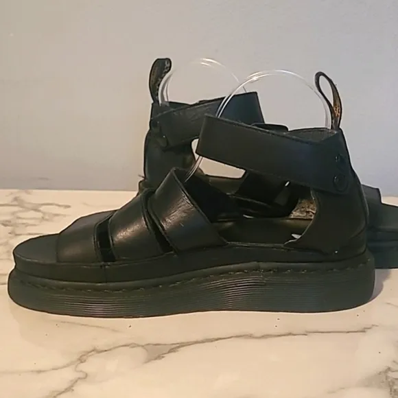 Dr. Martens Clarissa Ii Black leather Strappy Platform Sandals Wmn's gothcore