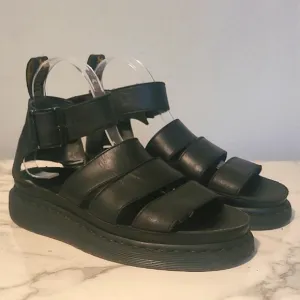 Dr. Martens Clarissa Ii Black leather Strappy Platform Sandals Wmn's gothcore