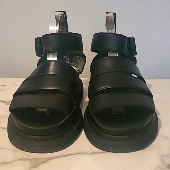 Dr. Martens Clarissa Ii Black leather Strappy Platform Sandals Wmn's gothcore