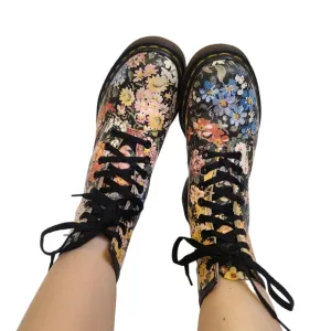 Dr. Martens | Floral Vintage Made in England Combat Boots Size UK 3