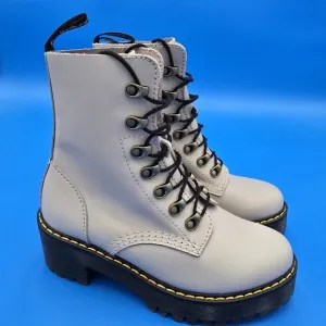 Dr. Martens Leona Women Size 6 Vintage-Look Taupe/Pink Leather Lace-Up Boots NEW