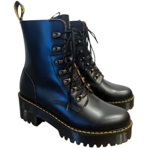 Dr. Martens Leona Women’s Black Vintage Smooth Leather Heeled Boots size US 9
