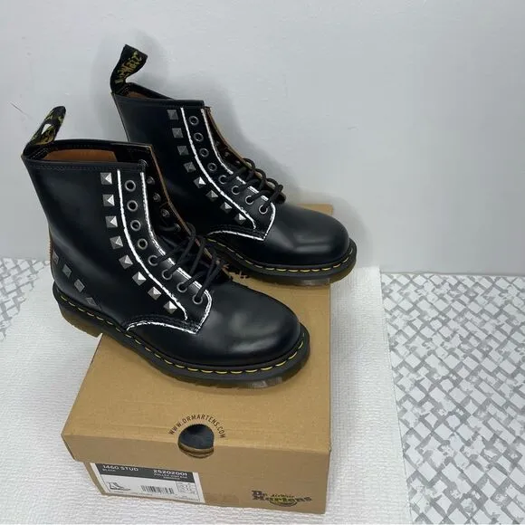 Dr MARTENS Men's 1460 Stud Rolled Vintage Black Boot Size 7 EU 39