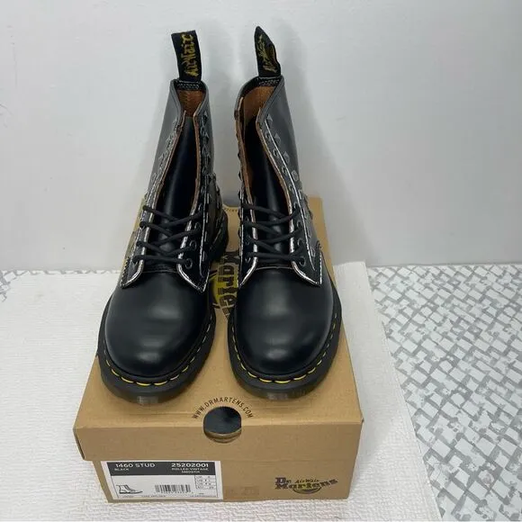 Dr MARTENS Men's 1460 Stud Rolled Vintage Black Boot Size 7 EU 39