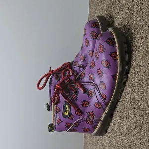 Dr Martens Purple Ladybug Leather Boots DMs Vintage 90s Made in England SZ 4