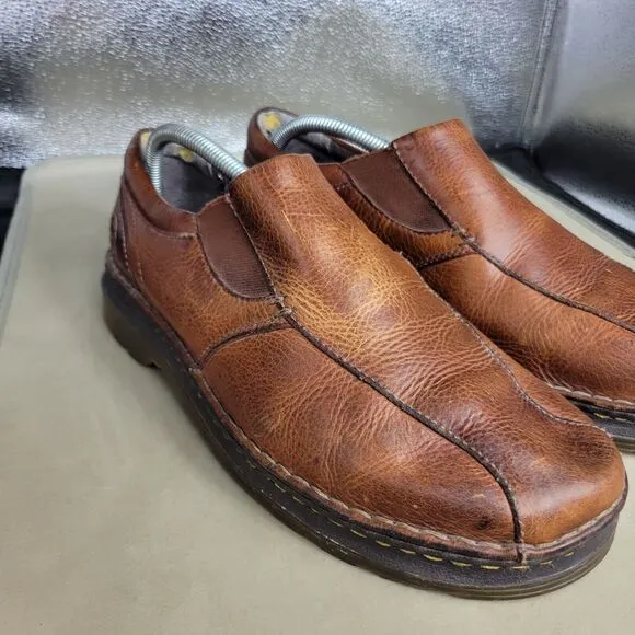Dr Martens Shoes Mens Size 10 Brown Cognac Slip On Loafers Leather Boots Vintage