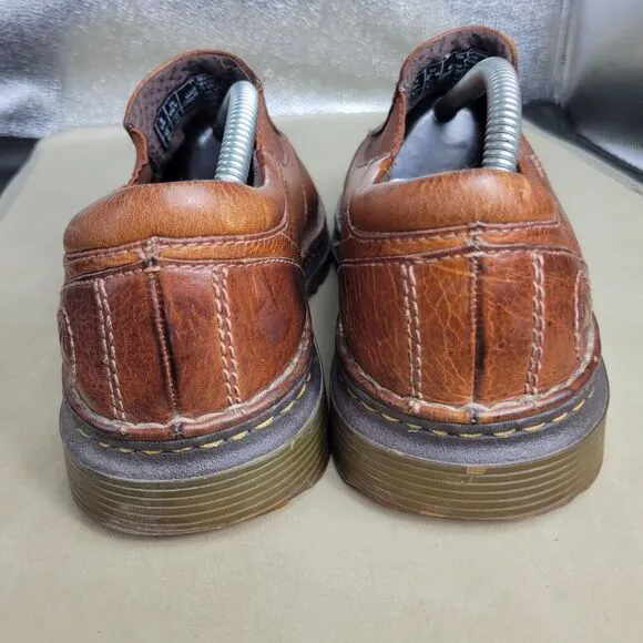Dr Martens Shoes Mens Size 10 Brown Cognac Slip On Loafers Leather Boots Vintage