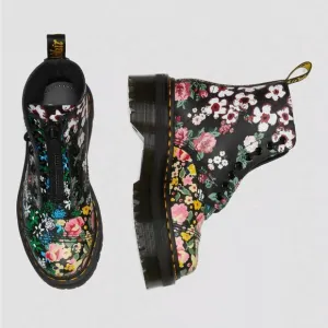 Dr. Martens SINCLAIR FLORAL MASH UP BACKHAND LEATHER PLATFORM BOOTS size 6
