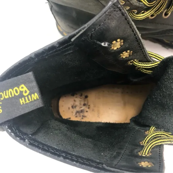 Dr Martens Soft Leather Lace Up Distressed Vintage Boots Black Youth Size 3