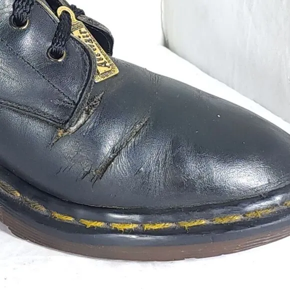 Dr. Martens Women's VTG Clemency US7,5? Smooth Black Leather LaceUp Heels Boots