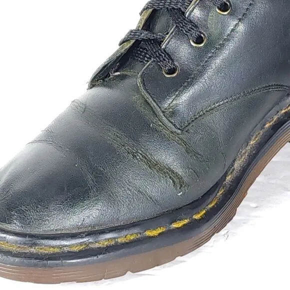 Dr. Martens Women's VTG Clemency US7,5? Smooth Black Leather LaceUp Heels Boots