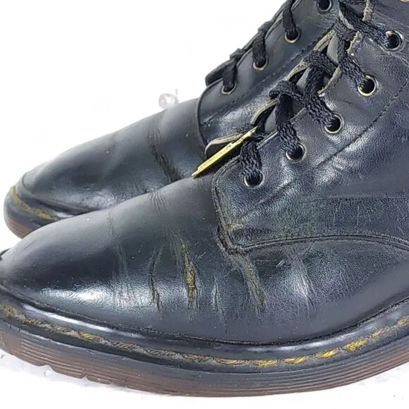 Dr. Martens Women's VTG Clemency US7,5? Smooth Black Leather LaceUp Heels Boots