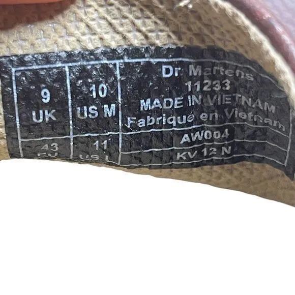 Dr Martins Brown Leather Slip On Loafer Mens 10 Slip Resistant Minimalist Preppy