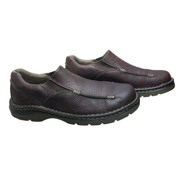 Dr Martins Brown Leather Slip On Loafer Mens 10 Slip Resistant Minimalist Preppy