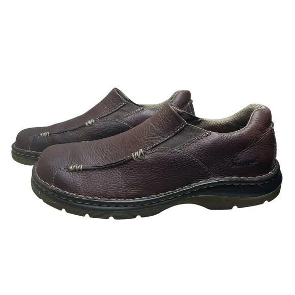 Dr Martins Brown Leather Slip On Loafer Mens 10 Slip Resistant Minimalist Preppy