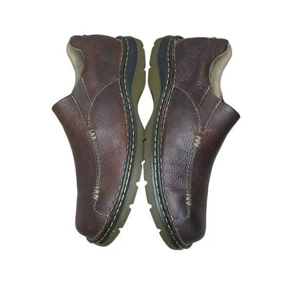 Dr Martins Brown Leather Slip On Loafer Mens 10 Slip Resistant Minimalist Preppy