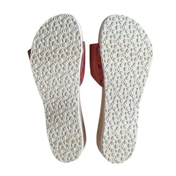 Dr Scholl's Classic Original Slide Sandal in Heritage Red Leather 70s Indie Boho