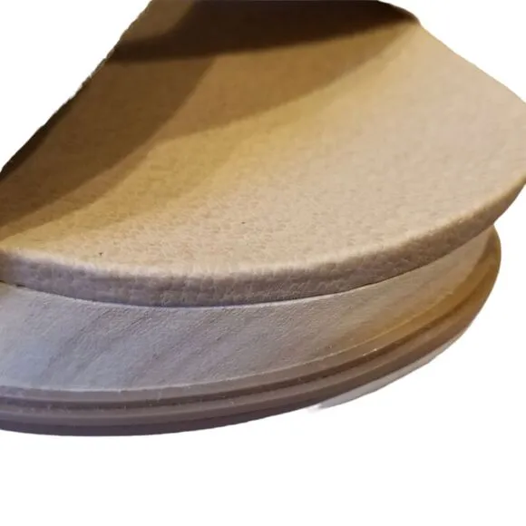 Dr Scholl's Sandals Wood Platform Leather Off White Metallic Buckle Slingback 9