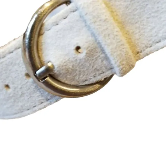 Dr Scholl's Sandals Wood Platform Leather Off White Metallic Buckle Slingback 9