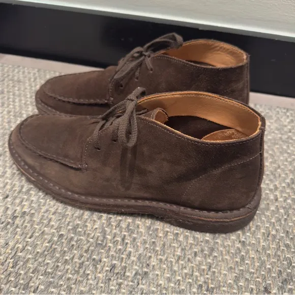 Drakes Brown Crosby Moc-Toe Chukka Boots Premium Suede Minimalist Design Size 9