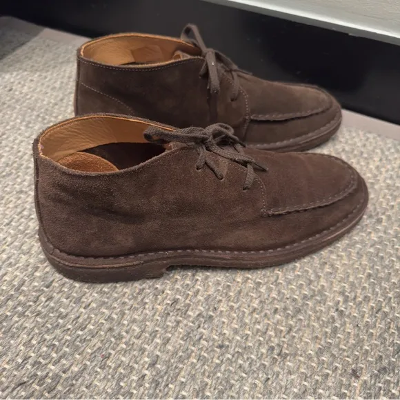 Drakes Brown Crosby Moc-Toe Chukka Boots Premium Suede Minimalist Design Size 9