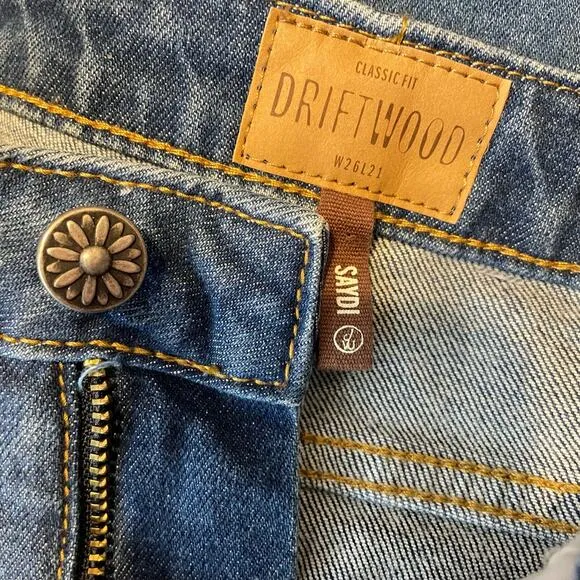 Driftwood Anthro Saydi Patchwork Denim Jean Boho Hippie A line skirt womens 26 4