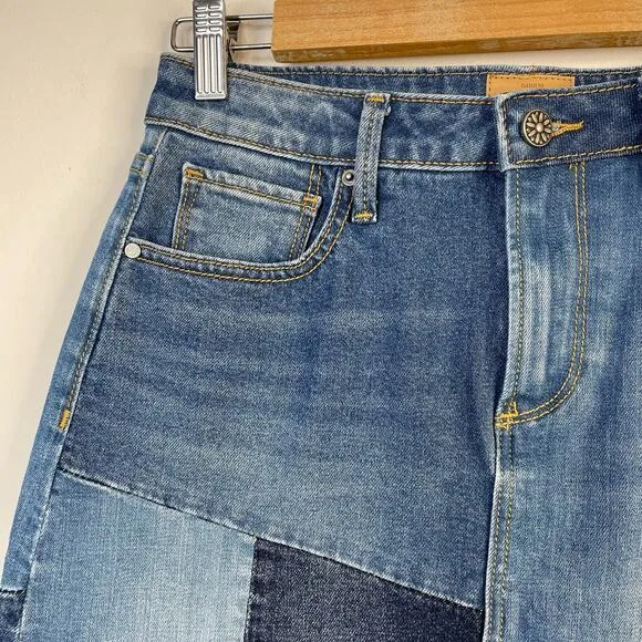 Driftwood Anthro Saydi Patchwork Denim Jean Boho Hippie A line skirt womens 26 4