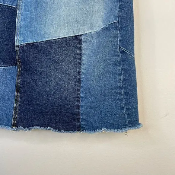 Driftwood Anthro Saydi Patchwork Denim Jean Boho Hippie A line skirt womens 26 4