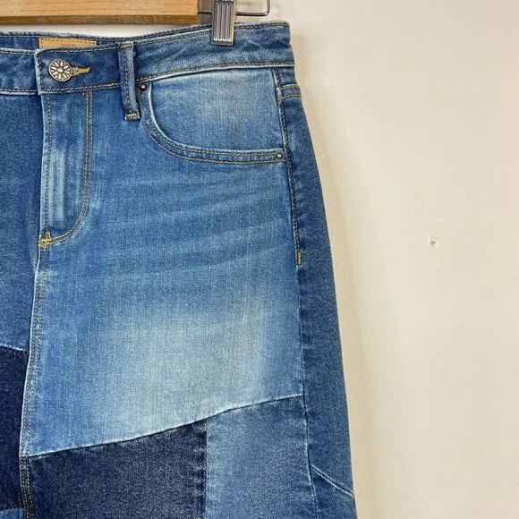 Driftwood Anthro Saydi Patchwork Denim Jean Boho Hippie A line skirt womens 26 4