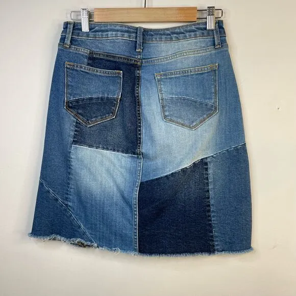 Driftwood Anthro Saydi Patchwork Denim Jean Boho Hippie A line skirt womens 26 4
