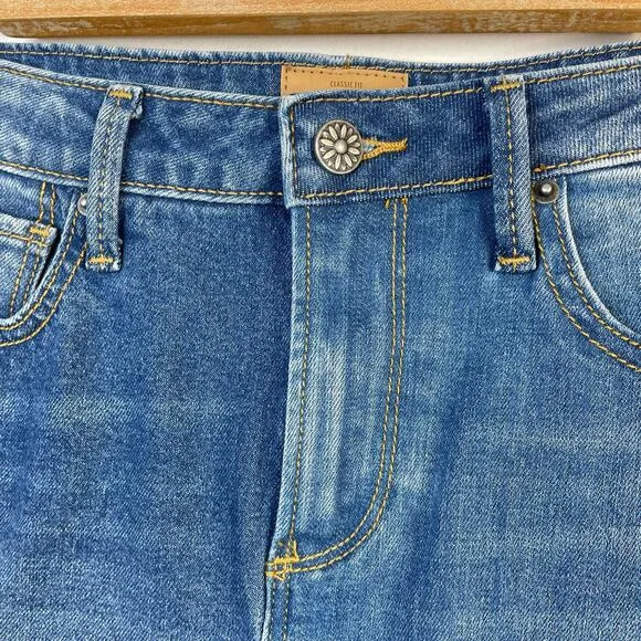 Driftwood Anthro Saydi Patchwork Denim Jean Boho Hippie A line skirt womens 26 4