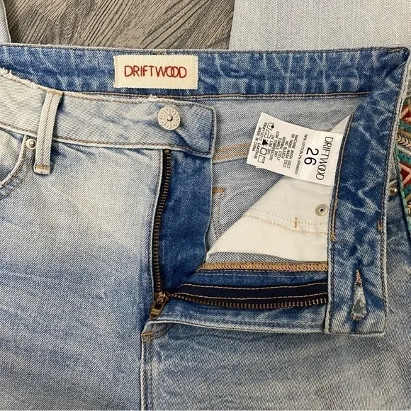 Driftwood Gizelle Embroidered Girlfriend Skinny Distressed Jeans