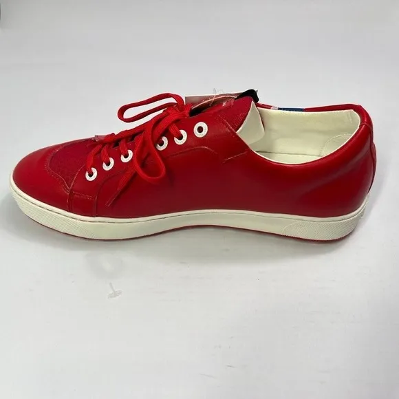 Duca Del Cosma Leather Sneakers Polka Dot Casual Shoes Red White Size