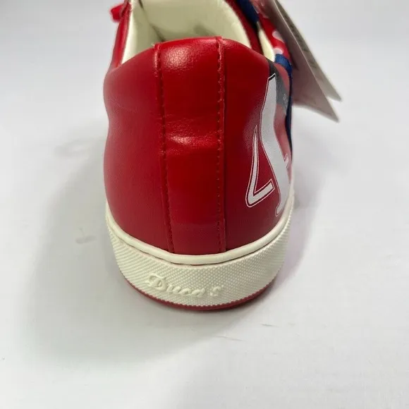 Duca Del Cosma Leather Sneakers Polka Dot Casual Shoes Red White Size