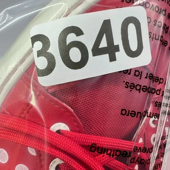 Duca Del Cosma Leather Sneakers Polka Dot Casual Shoes Red White Size
