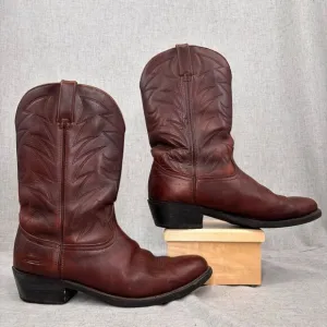 Durango Cowboy Boots Brown Leather Top Stitching Western Pull On Men's 13 D