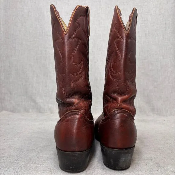 Durango Cowboy Boots Brown Leather Top Stitching Western Pull On Men's 13 D