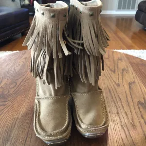 Durango Tan Leather Women's Boots Cognac Micro Boho Casual Flat Botos EUC