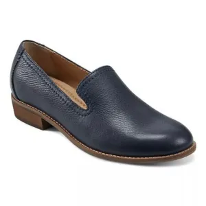 Earth Stedna Women's Edna Navy Leather Round Toe Casual Slip-On Flat Loafers 7