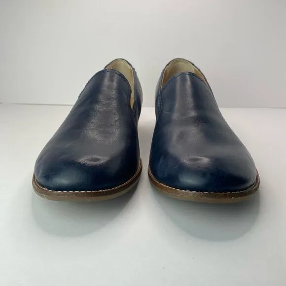 Earth Stedna Women's Edna Navy Leather Round Toe Casual Slip-On Flat Loafers 7