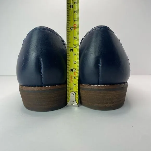 Earth Stedna Women's Edna Navy Leather Round Toe Casual Slip-On Flat Loafers 7