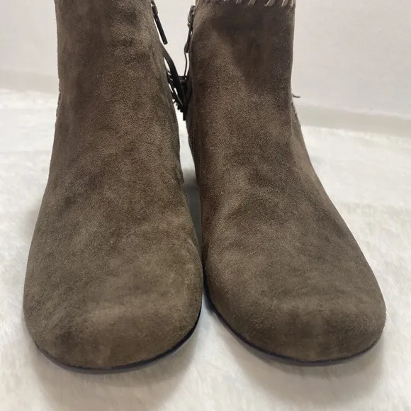 Earthies Women's Zurich Brown Fringe Suede Ankle Boots Sz 9B Festival Western
