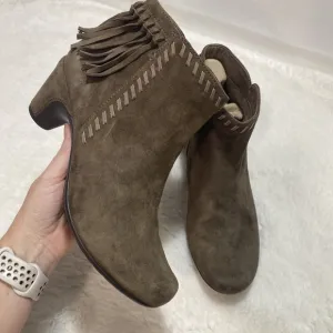 Earthies Women's Zurich Brown Fringe Suede Ankle Boots Sz 9B Festival Western