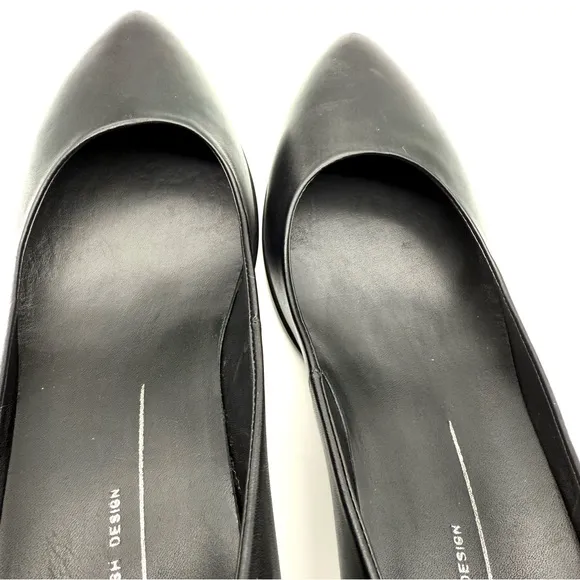 Ecco Black Pointy Sleek Leather Pump Shape 45 EU 40 US 9-9.5
