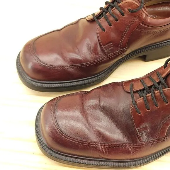 Ecco City Mens Casual Oxfords Sz 8 Brown Leather Work Dress Shoes Y2K