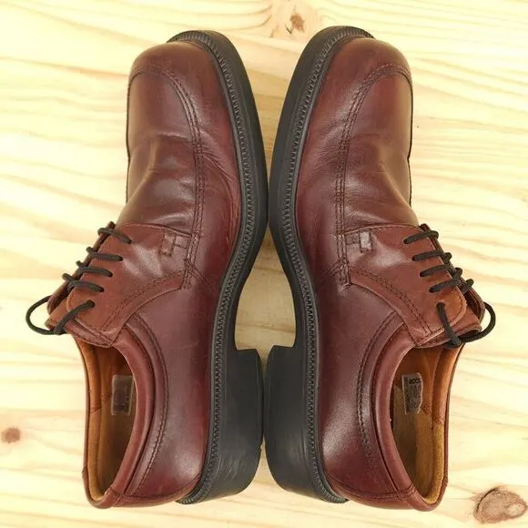 Ecco City Mens Casual Oxfords Sz 8 Brown Leather Work Dress Shoes Y2K