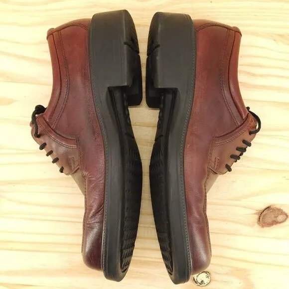 Ecco City Mens Casual Oxfords Sz 8 Brown Leather Work Dress Shoes Y2K