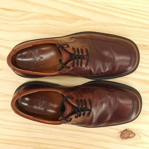 Ecco City Mens Casual Oxfords Sz 8 Brown Leather Work Dress Shoes Y2K