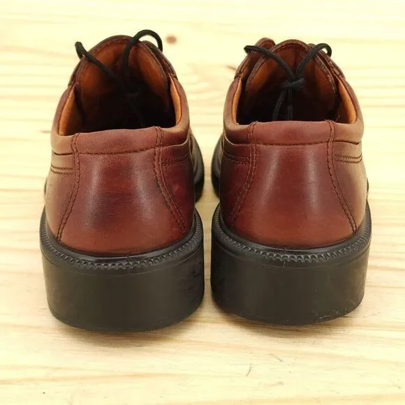 Ecco City Mens Casual Oxfords Sz 8 Brown Leather Work Dress Shoes Y2K
